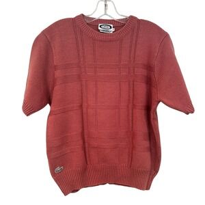 Izod‎ Vintage Knit Short Sleeve Sweater Women's Large Mauve 80s Retro Preppy